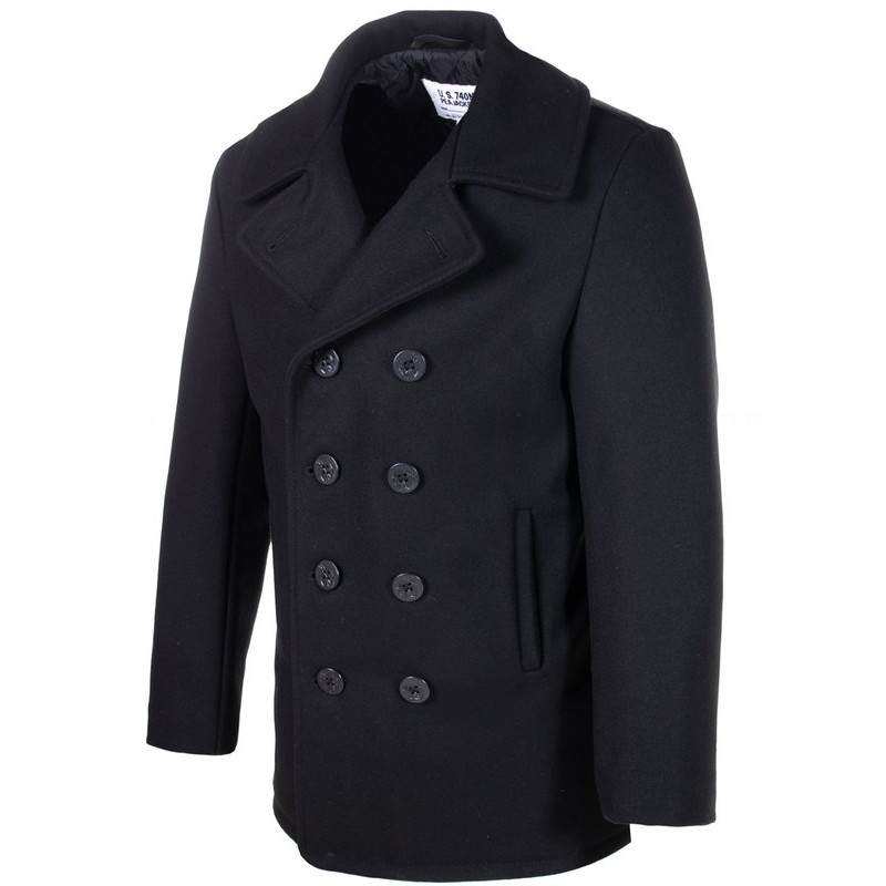 Бушлат шерстяной SCHOTT Classic Melton Wool Navy  Pea Coat 740 - Black