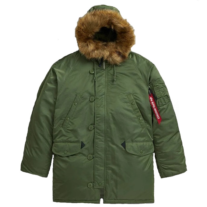 Куртка аляска Alpha Industries N-3B Parka Sage Green с натуральным мехом