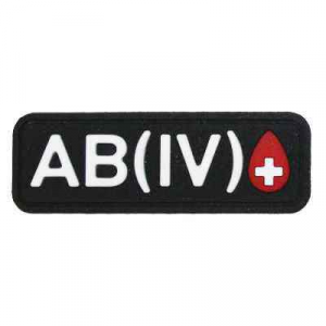 Патч ПВХ "Группа крови" AB(IV)Rh+ Black Velcro (25х90мм)