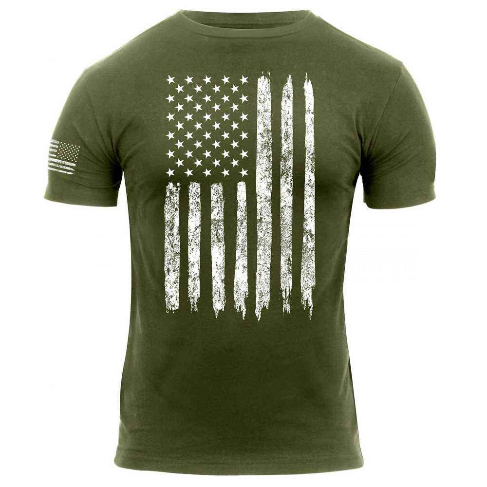 Футболка Rothco Distressed US Flag Athletic Fit T-Shirt Olive